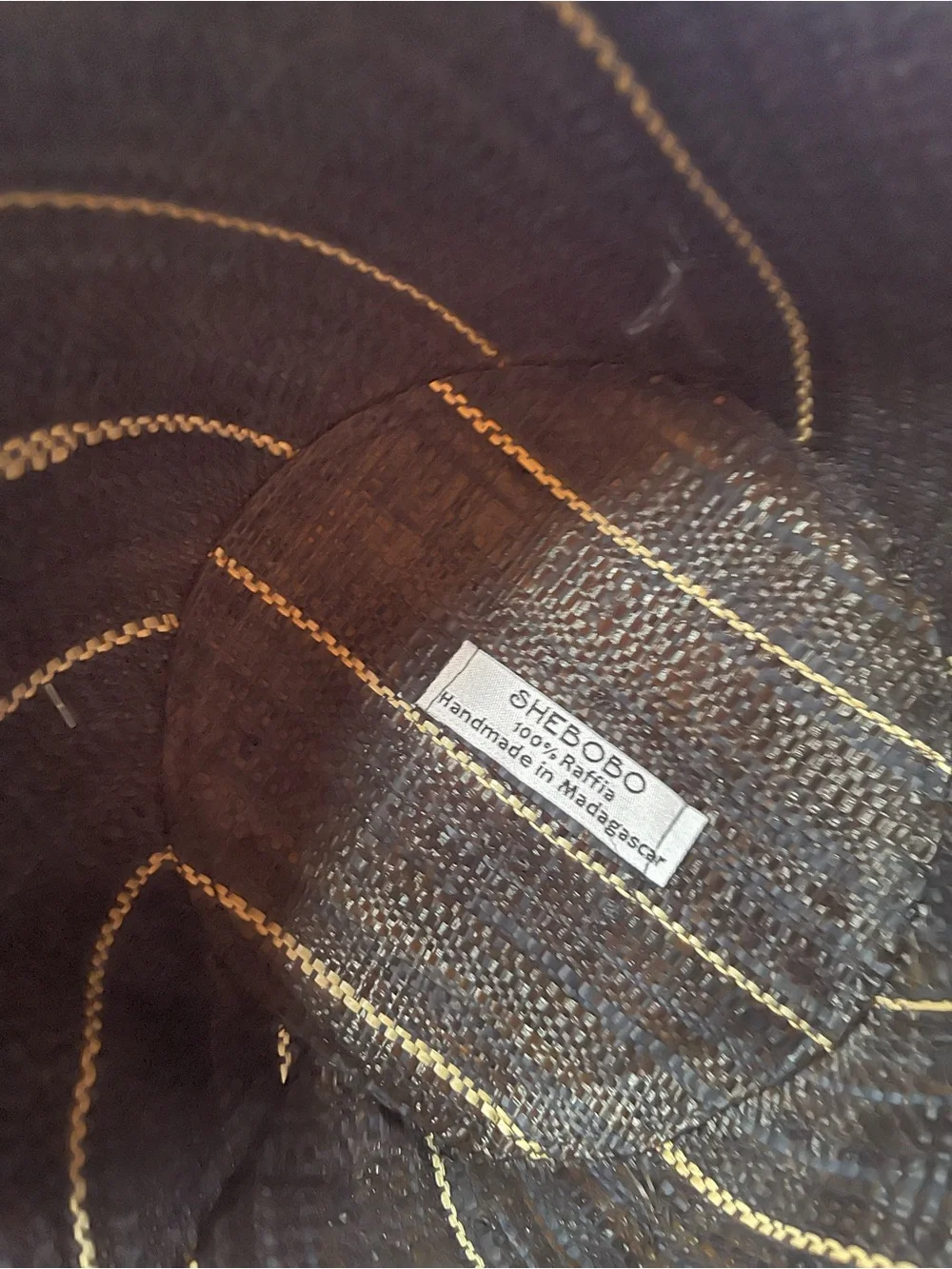 Women's Black Straw Fedora with Tan Pinstripe Detail